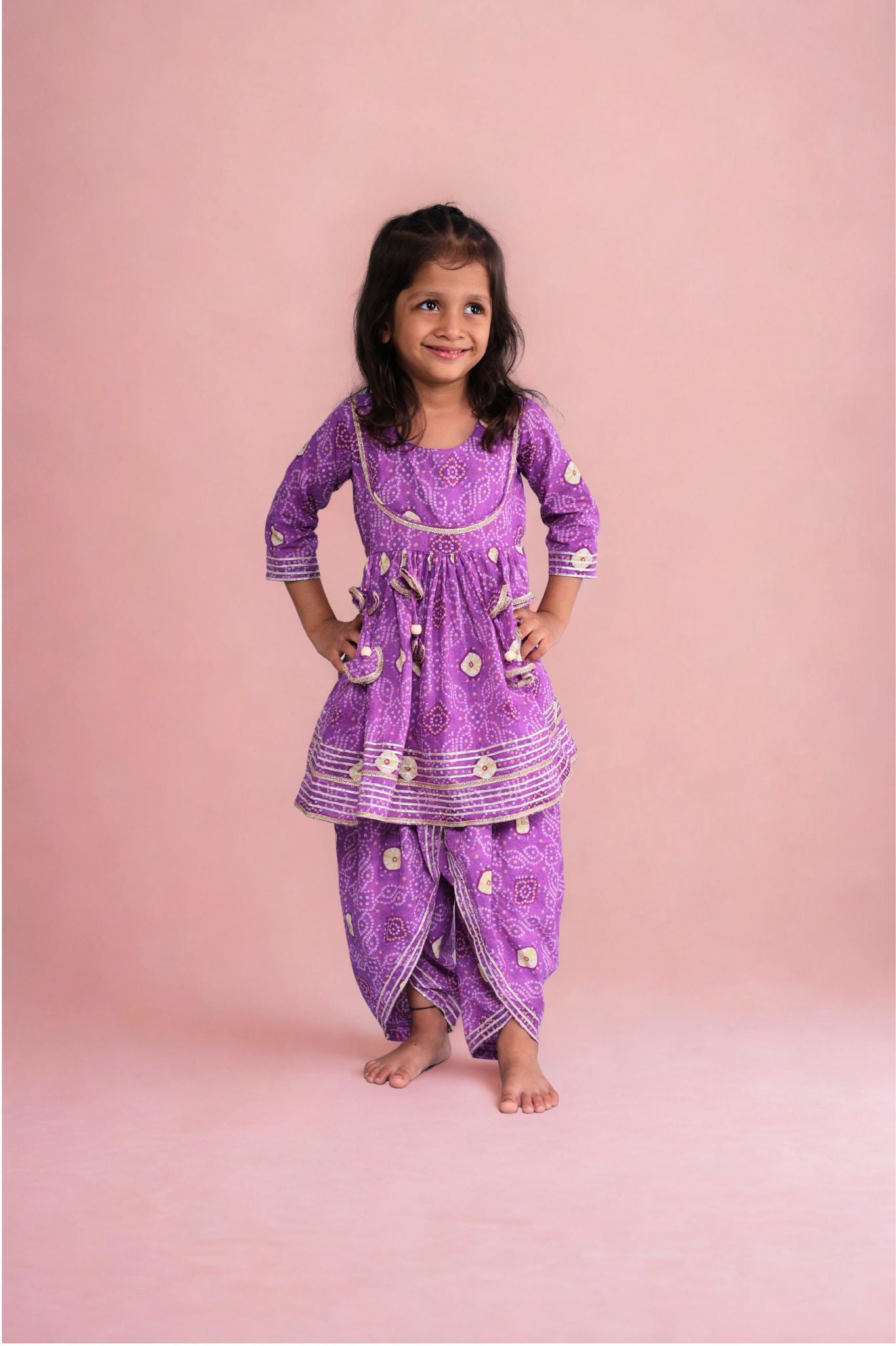 Mini maharani Dhoti pant Set Purple