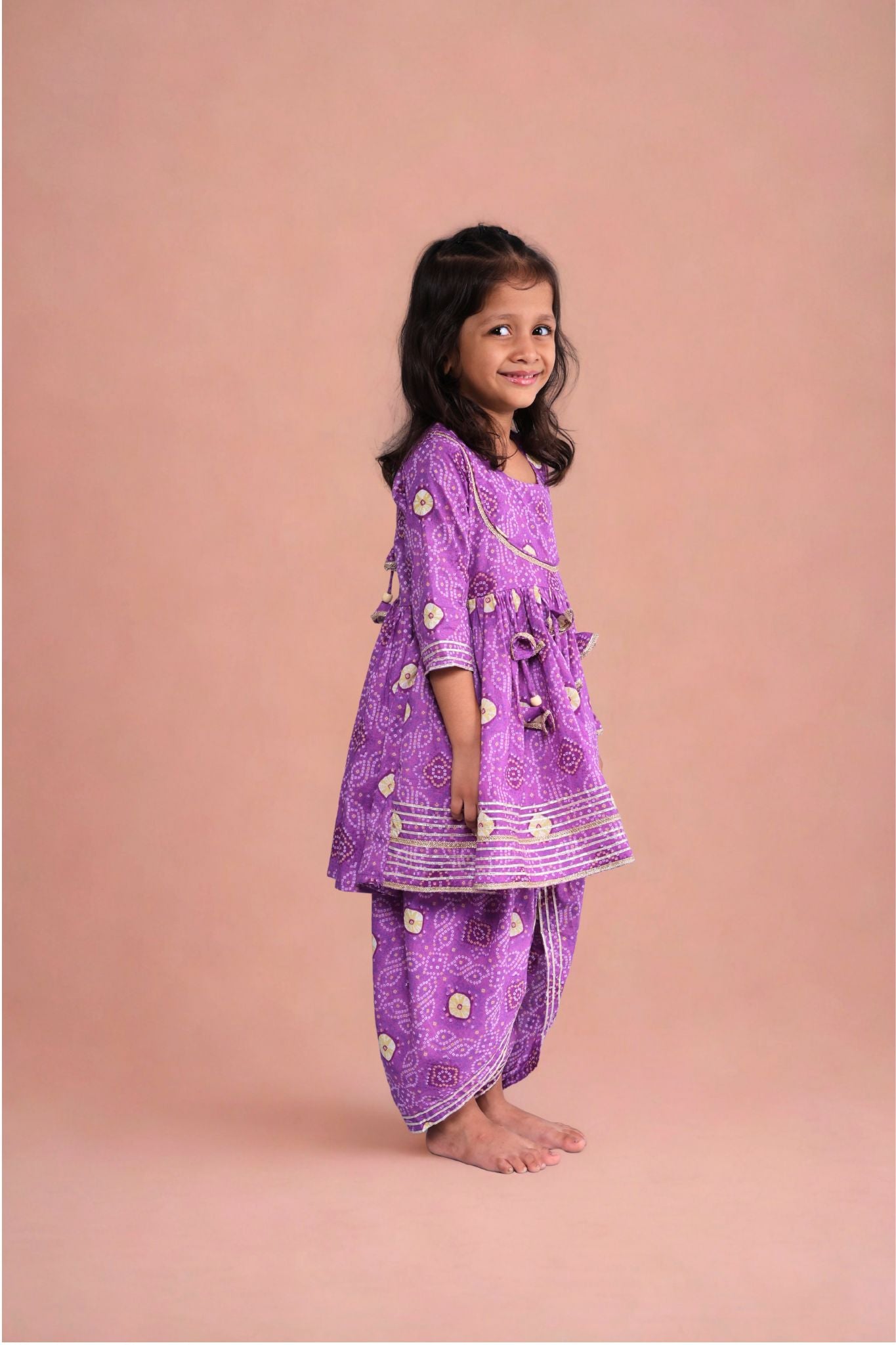 Mini maharani Dhoti pant Set Purple