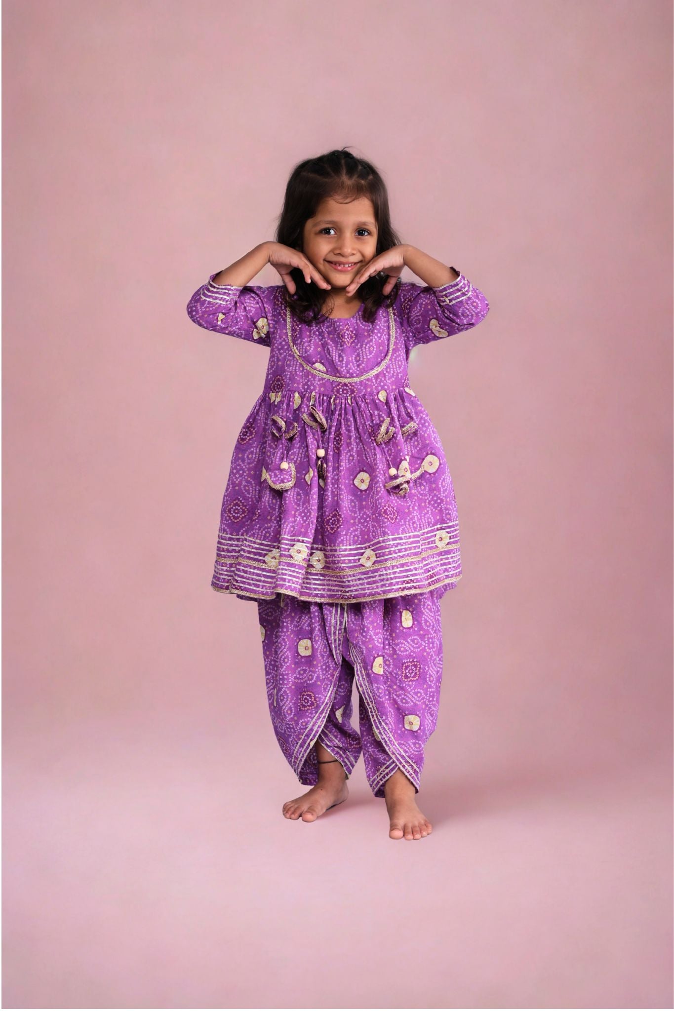 Mini maharani Dhoti pant Set Purple