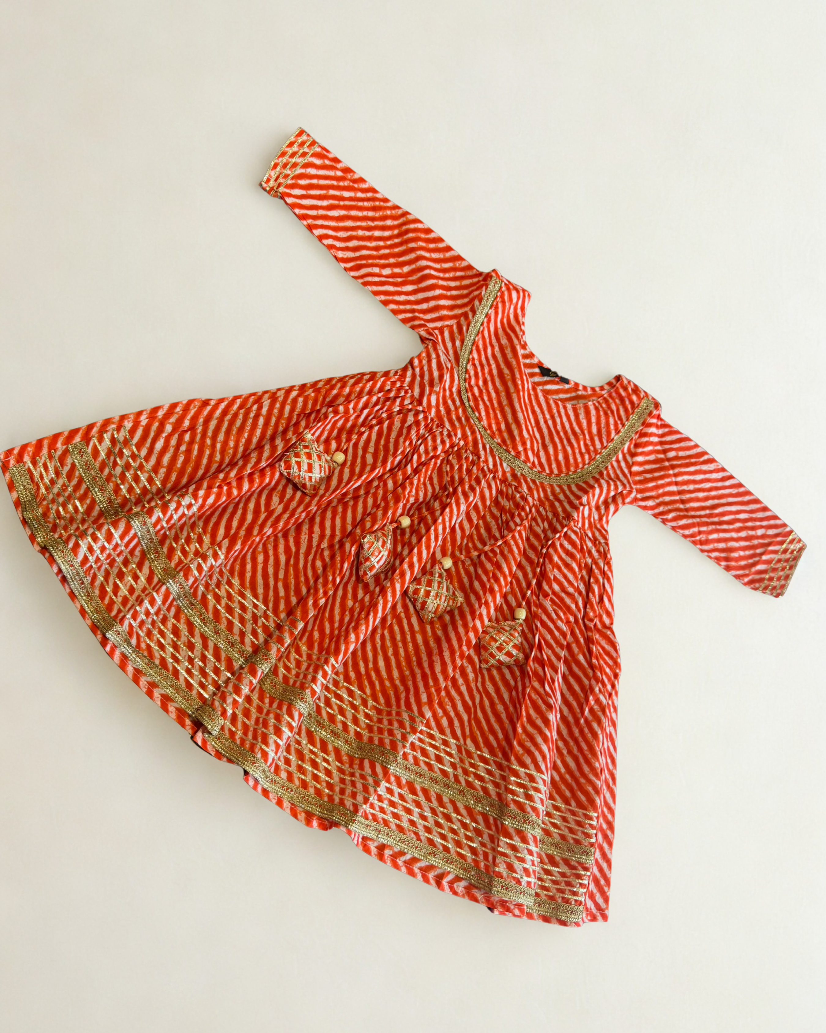 Mini Maharani Leheriya Garaara set Orange