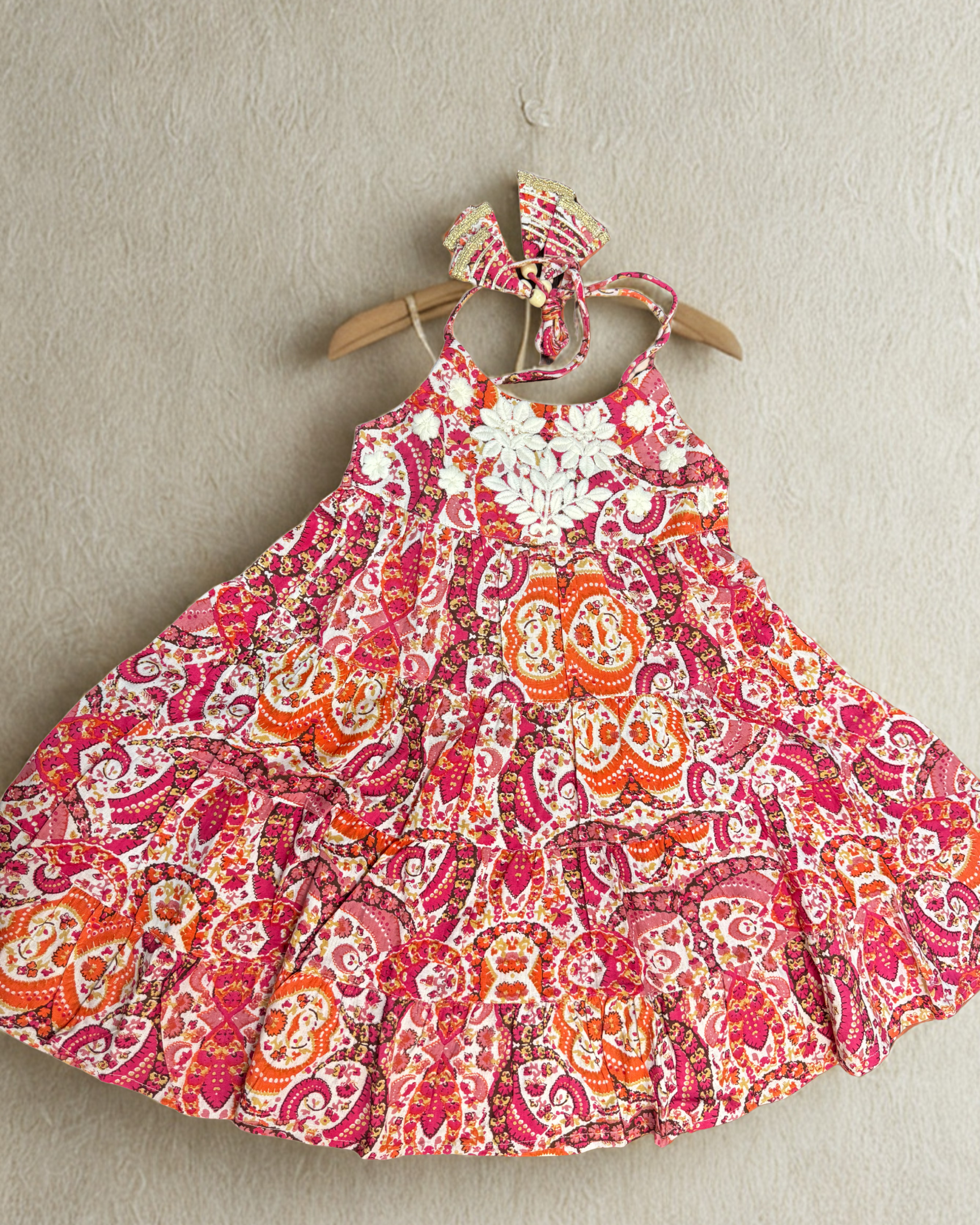 Mini Maharani Leheriya Garaara set orange