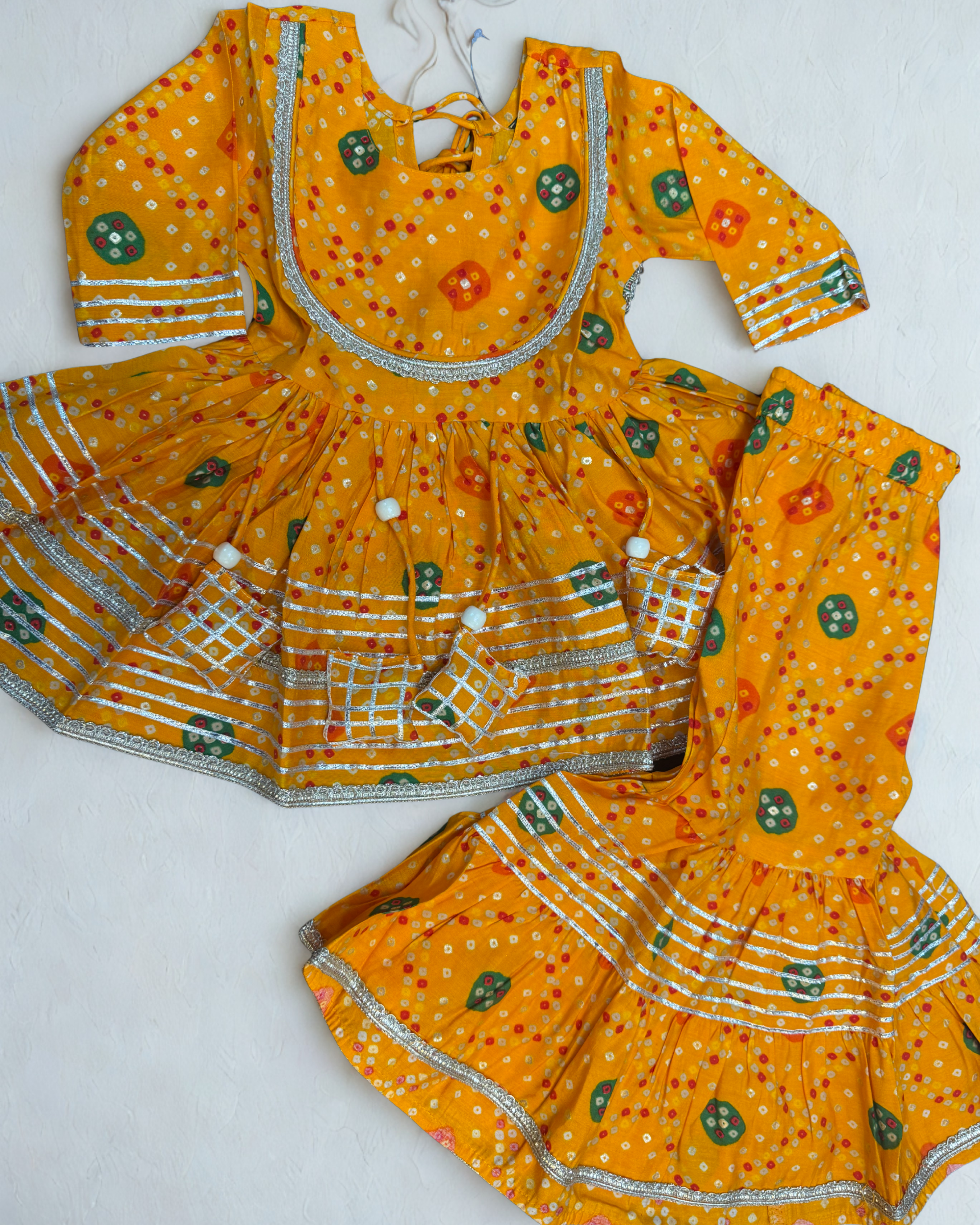 Mini Maharani Baandhni Garaara set Yellow