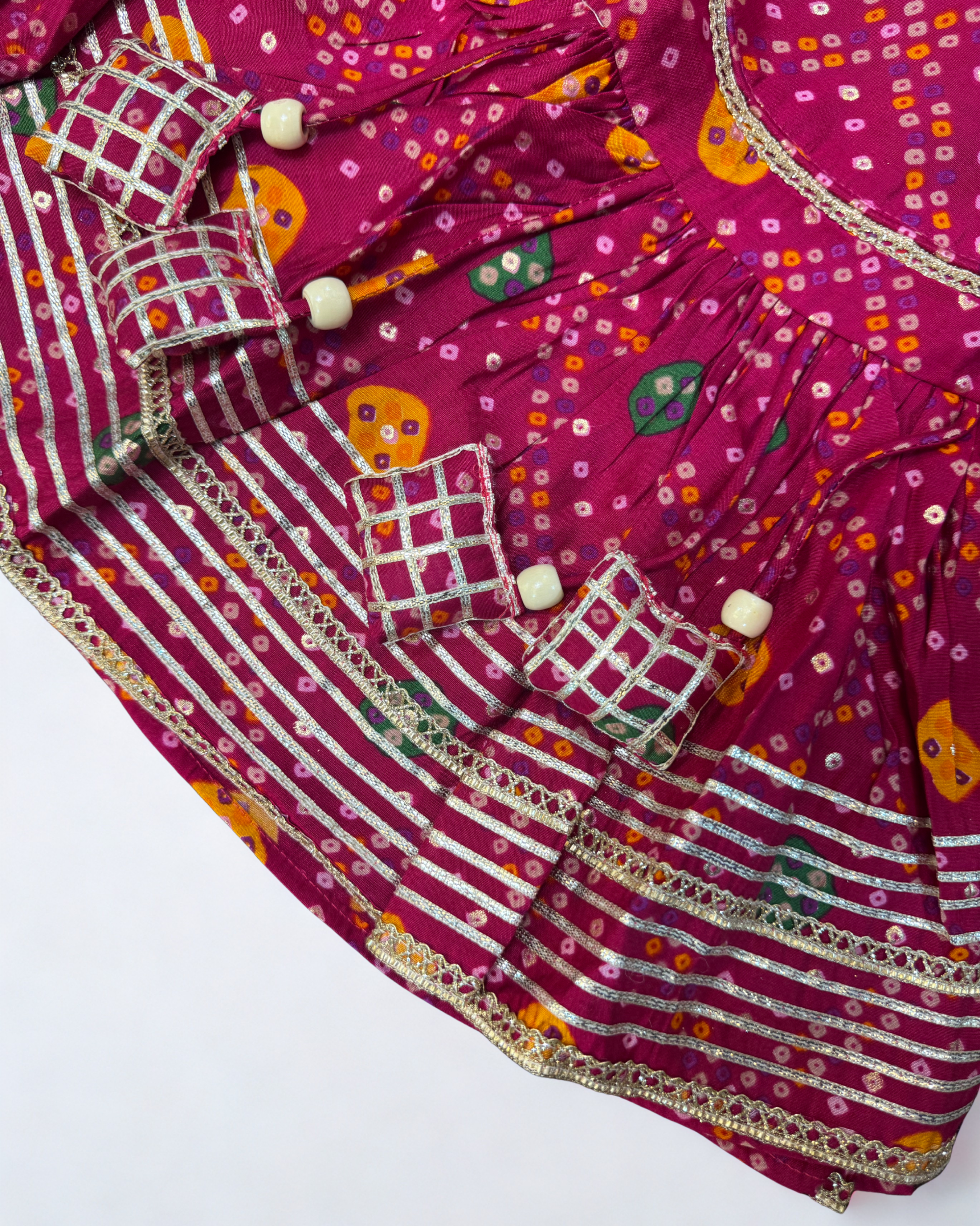 Mini Maharani Baandhni Garaara set Wine Red(without dupatta)