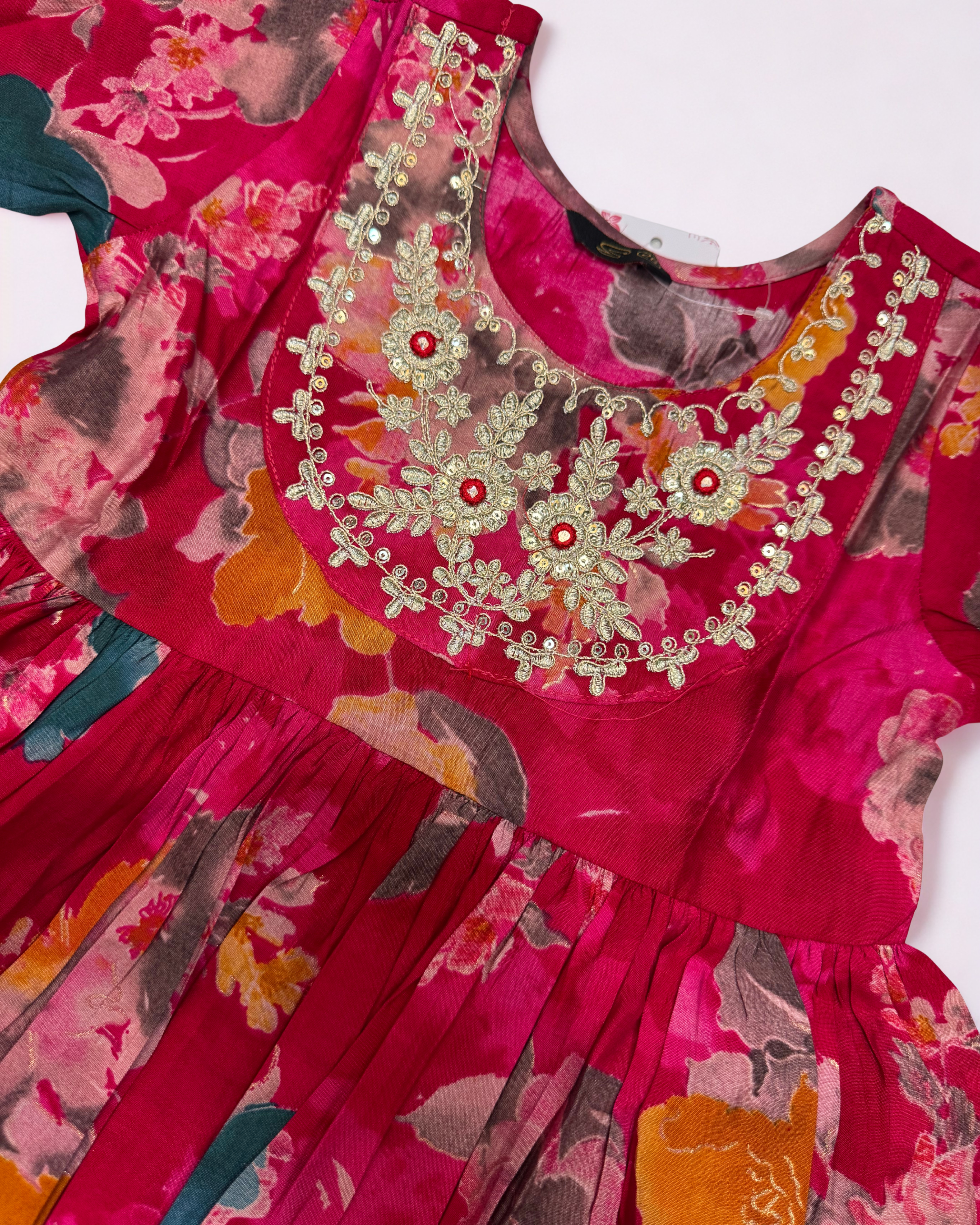 Mini Maharani Printed Baandhni Garaara set Red with Dupatta