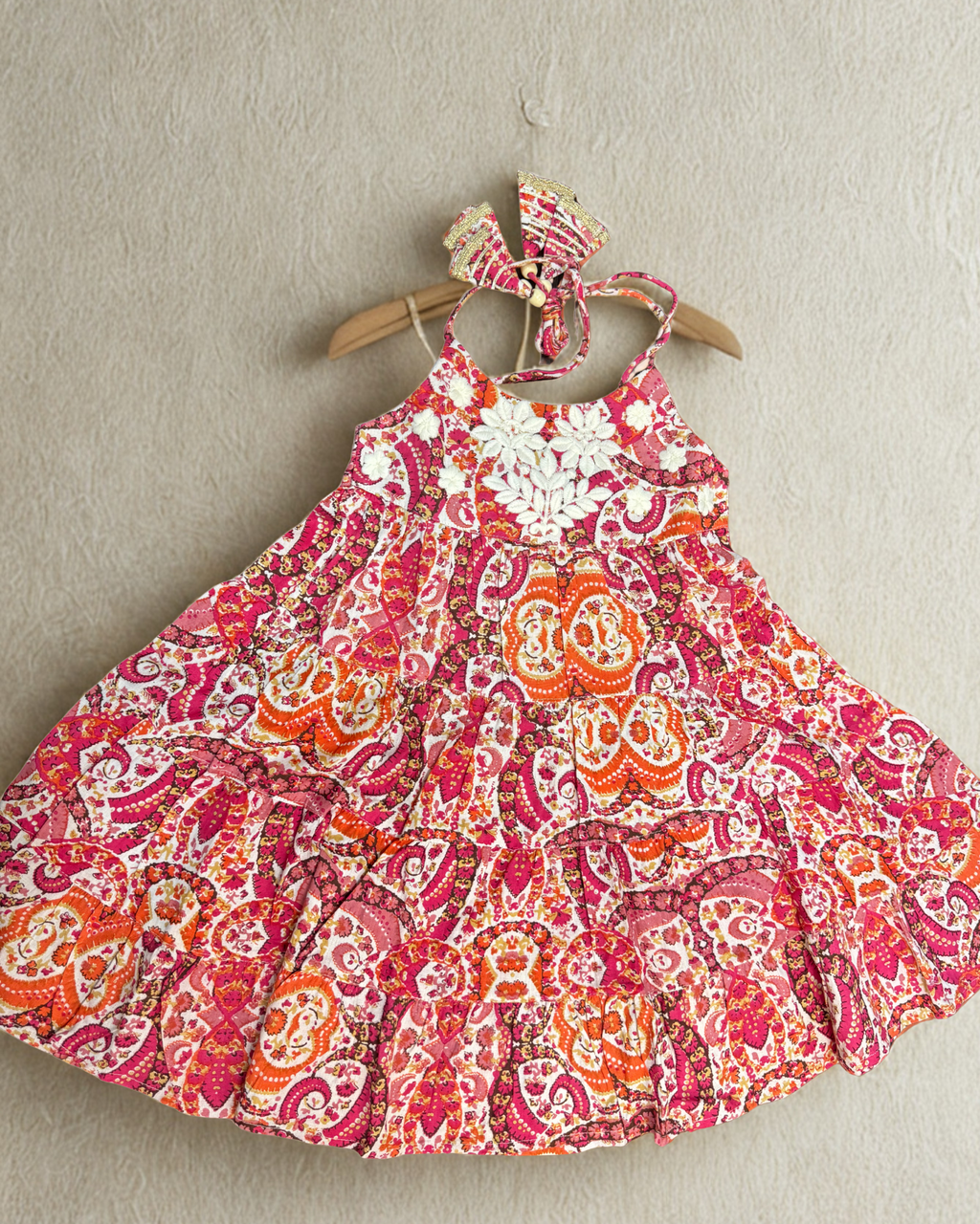 Mini Maharani Leheriya Garaara set orange