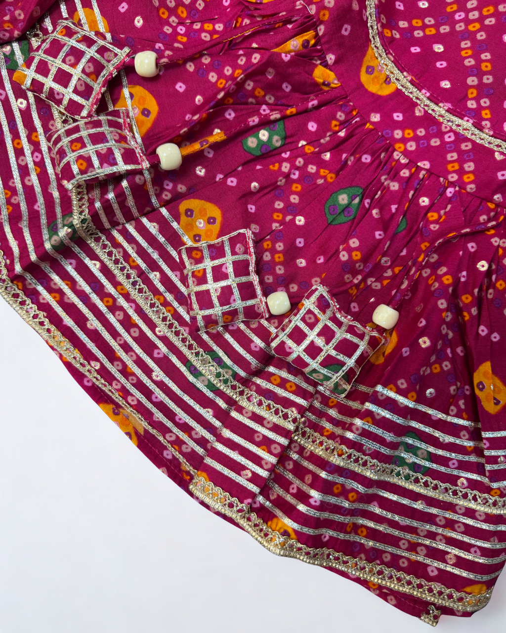 Mini Maharani Baandhni Garaara set Wine Red(without dupatta)