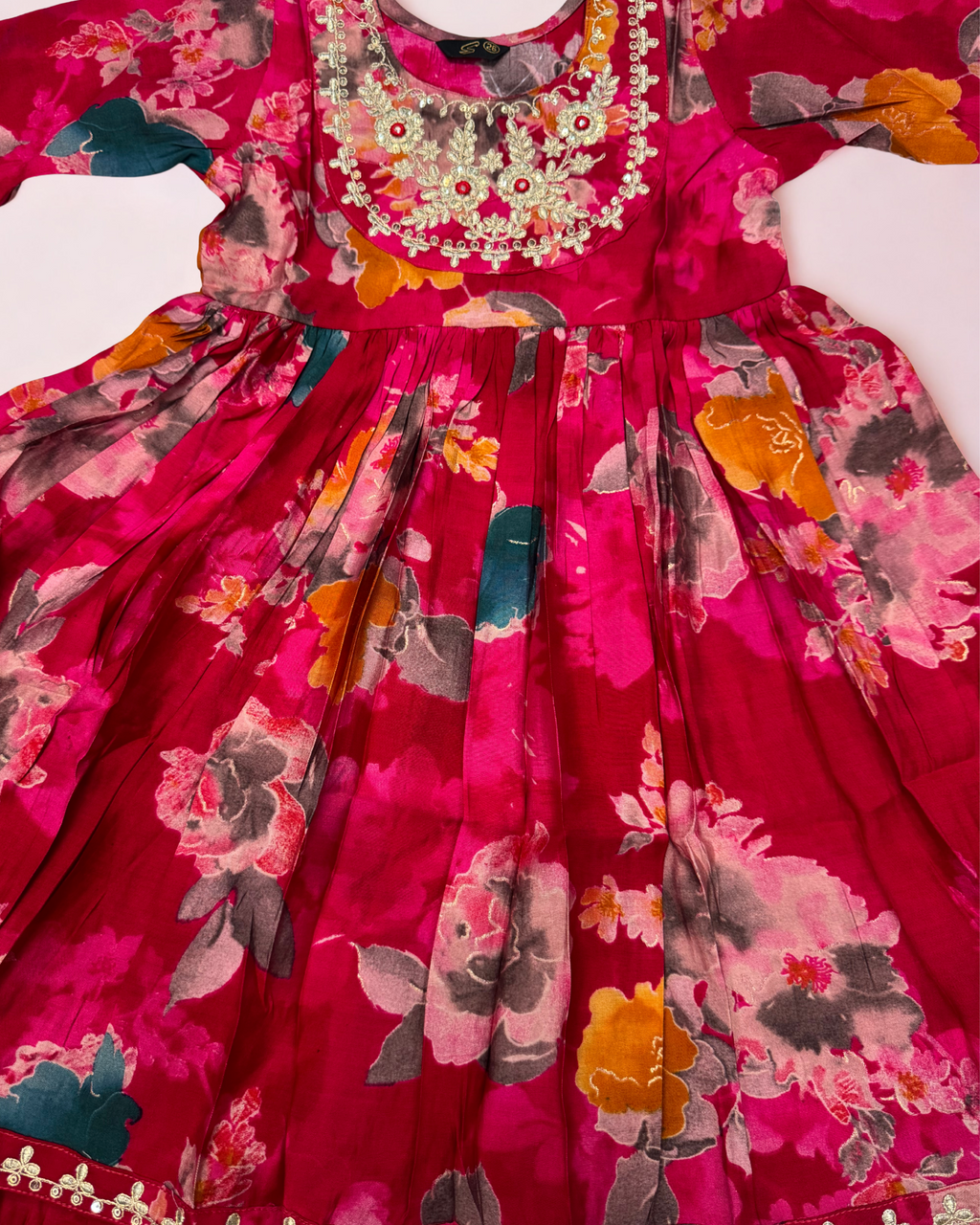 Mini Maharani Printed Baandhni Garaara set Red with Dupatta